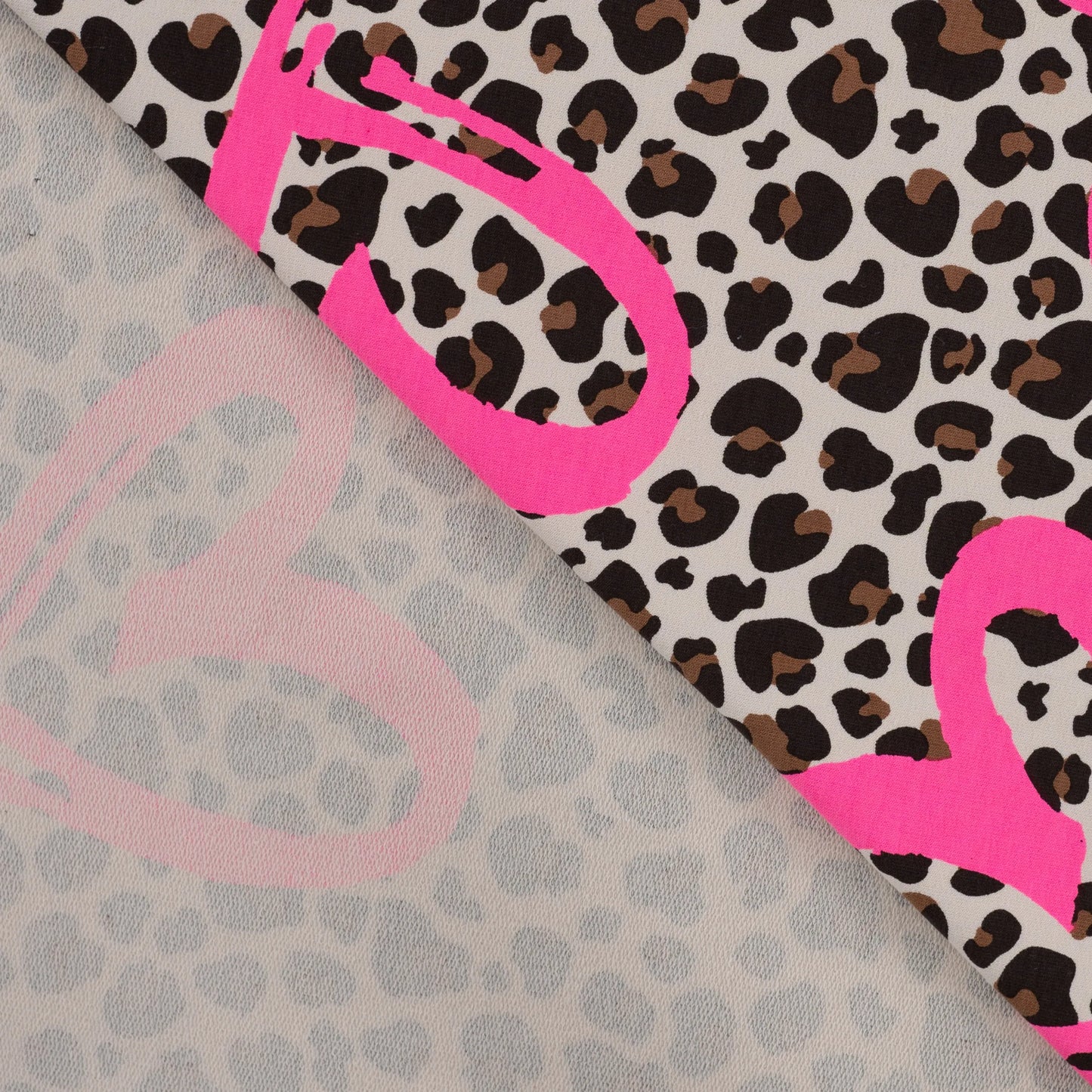 French Terry- Leopard Neon Heart Caramel Print
