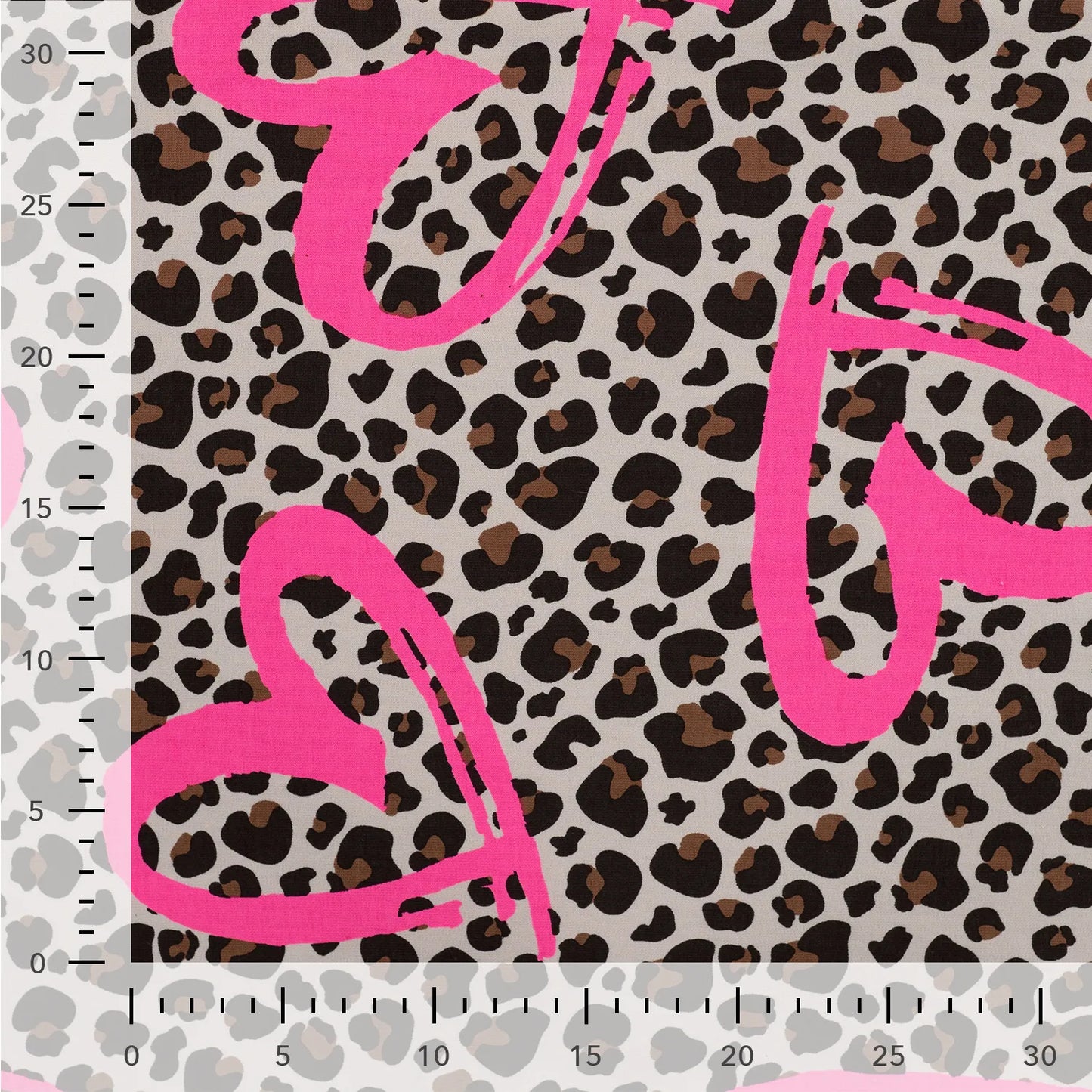 French Terry- Leopard Neon Heart Caramel Print