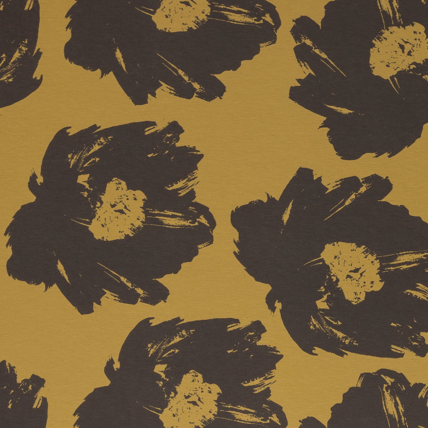 Baumwolljersey- Blumen Veronika oliv